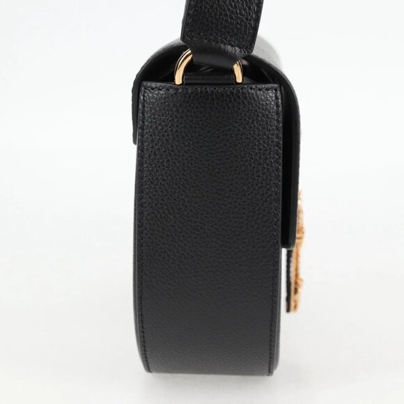 VERSACE Shoulder Bag Leather Black Gold Auth 118818A - Picture 7 of 13